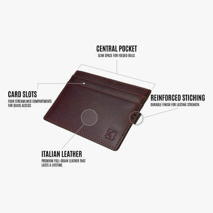 Premium Minimalist Slim Card Holder Wallet - Bordeaux