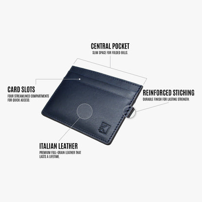 Premium Minimalist Slim Card Holder Wallet - Navy